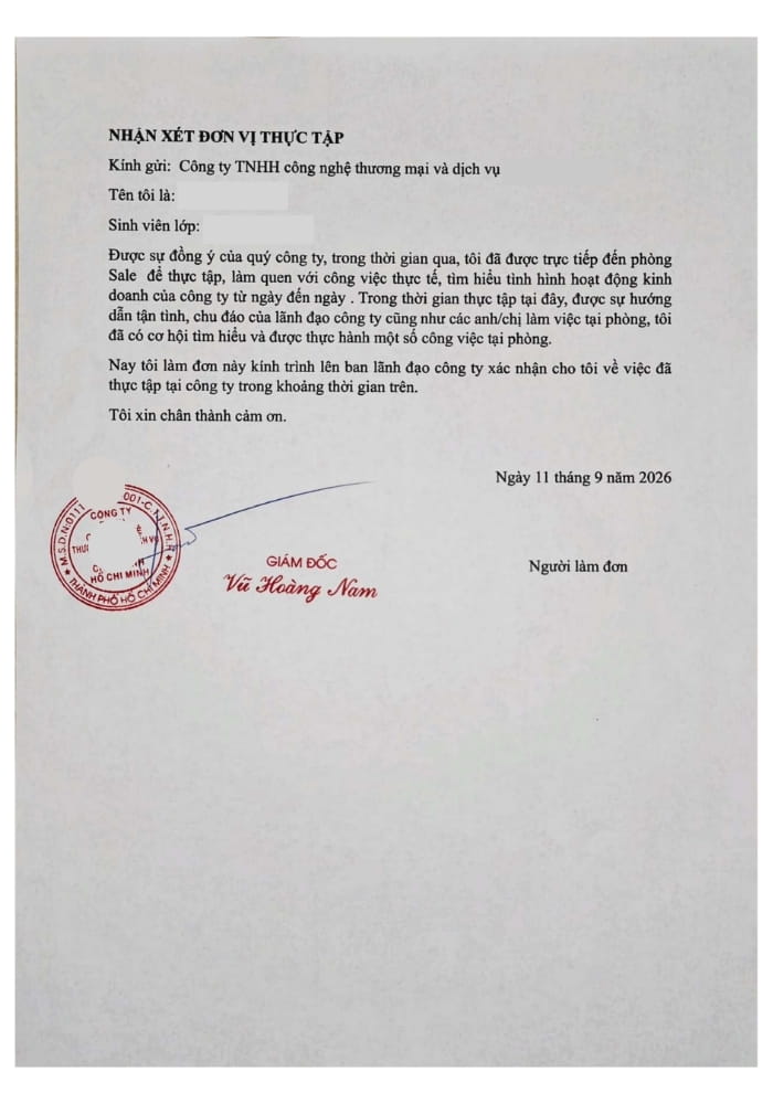 Ảnh minh hoạ xác nhận thực tập 2